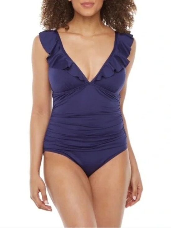 Liz Claiborne Other - Liz Claiborne Swimsuit Ruffle V Neck Adjustable NWT  12